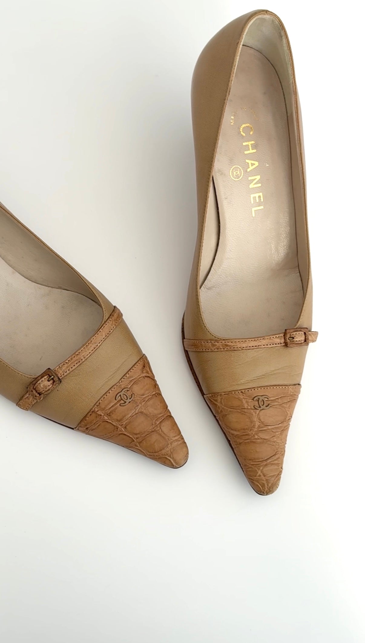 Chanel Python Vintage Kitten Heels