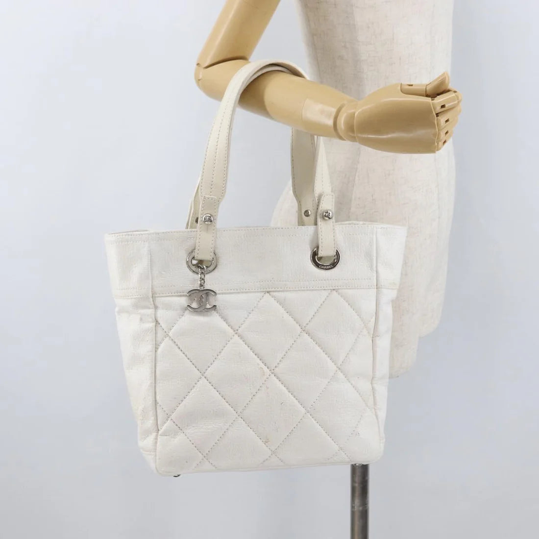Chanel Paris Biarritz White Quilted Tore Bag