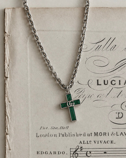 GUCCI EMRALD CROSS NECKLACE