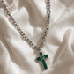GUCCI EMRALD CROSS NECKLACE