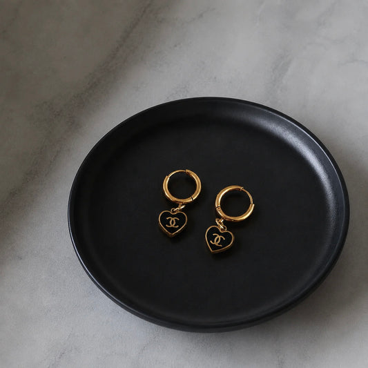 CHANEL MINI HEART HOOPS